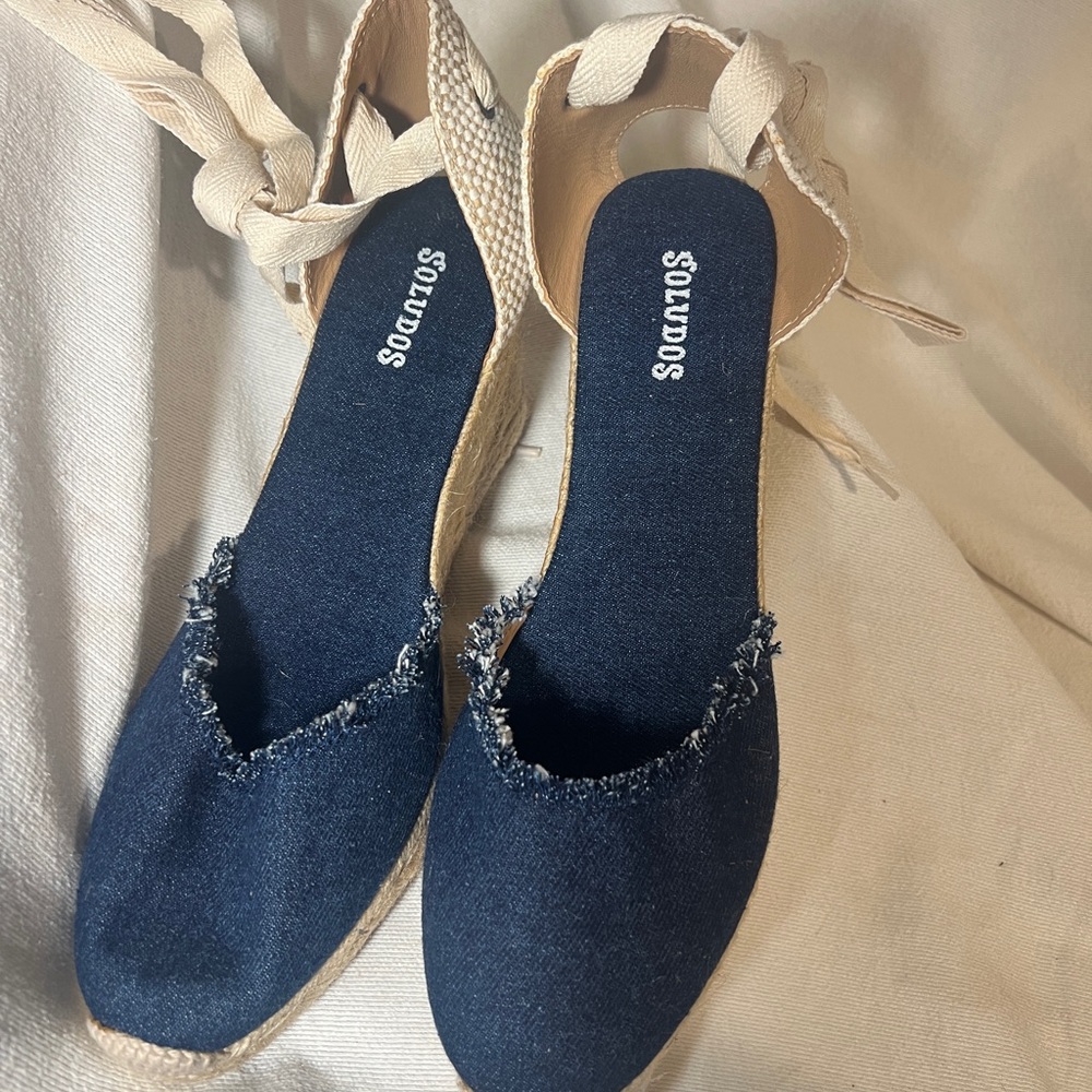 Soludos Denim Blue Espadrille Wedges
